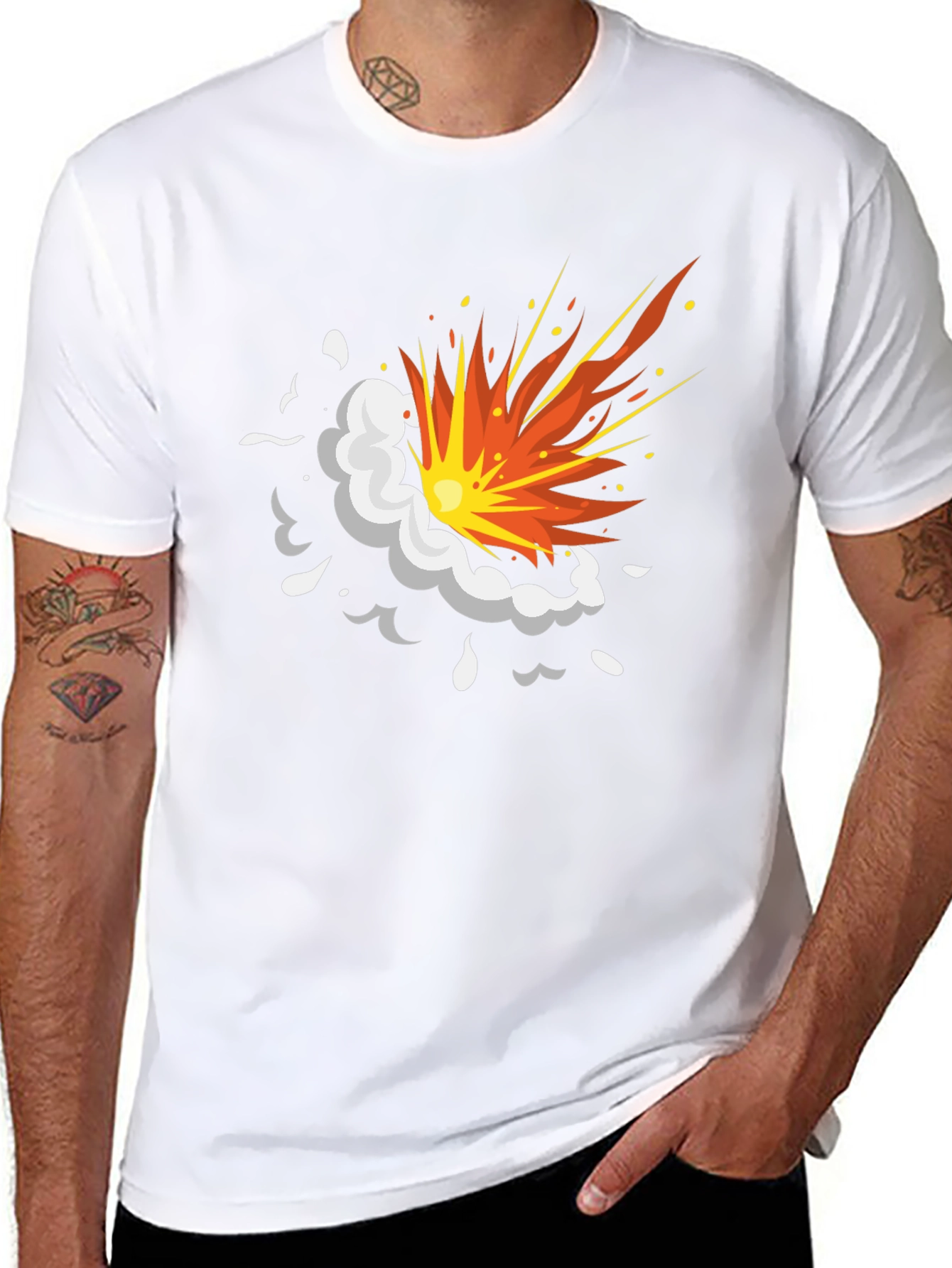 Explosion Graphic Black T-Shirt - Cartoon Style