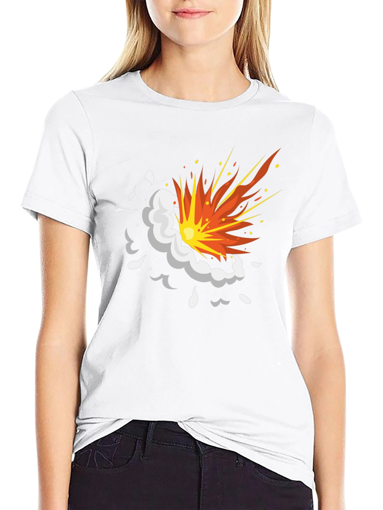 Explosion Graphic Black T-Shirt - Cartoon Style