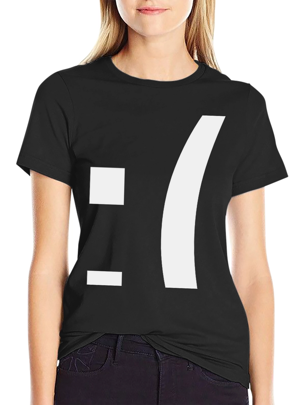 Sad Emoticon T-Shirt - Black
