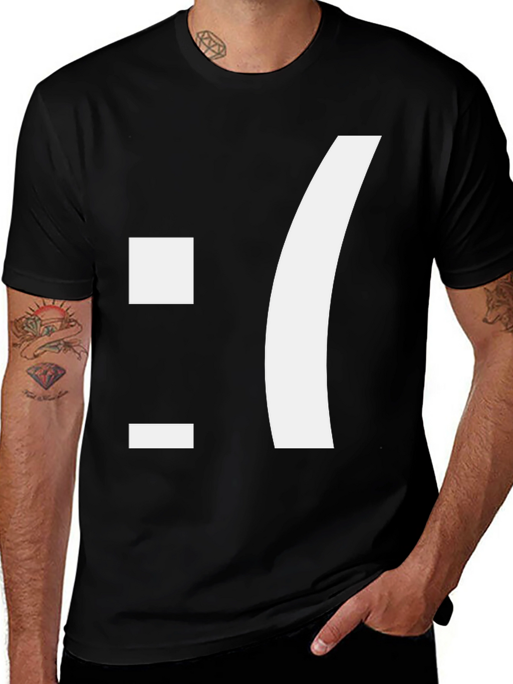 Sad Emoticon T-Shirt - Black