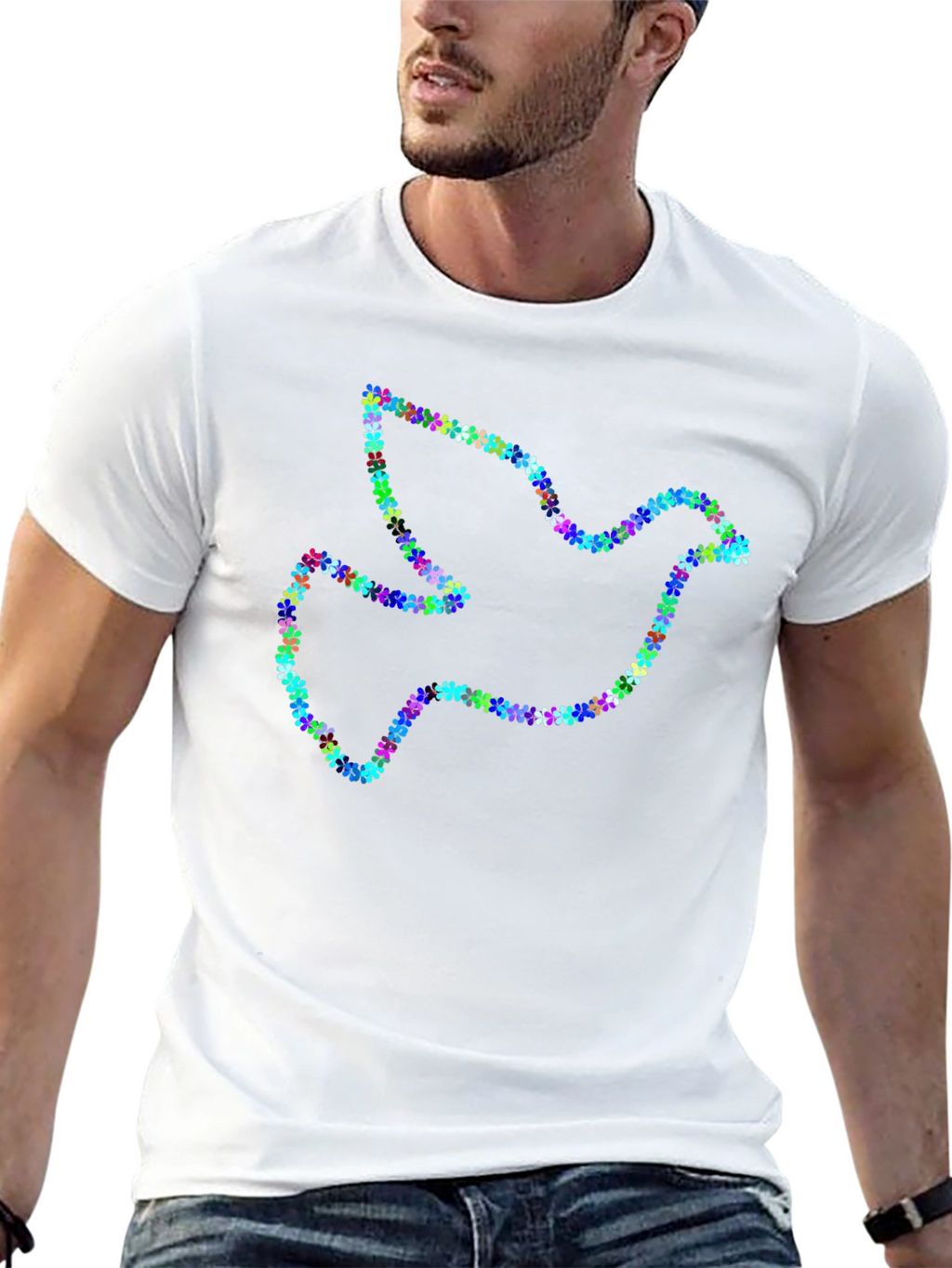 Floral Dove Graphic T-Shirt - Peace Design
