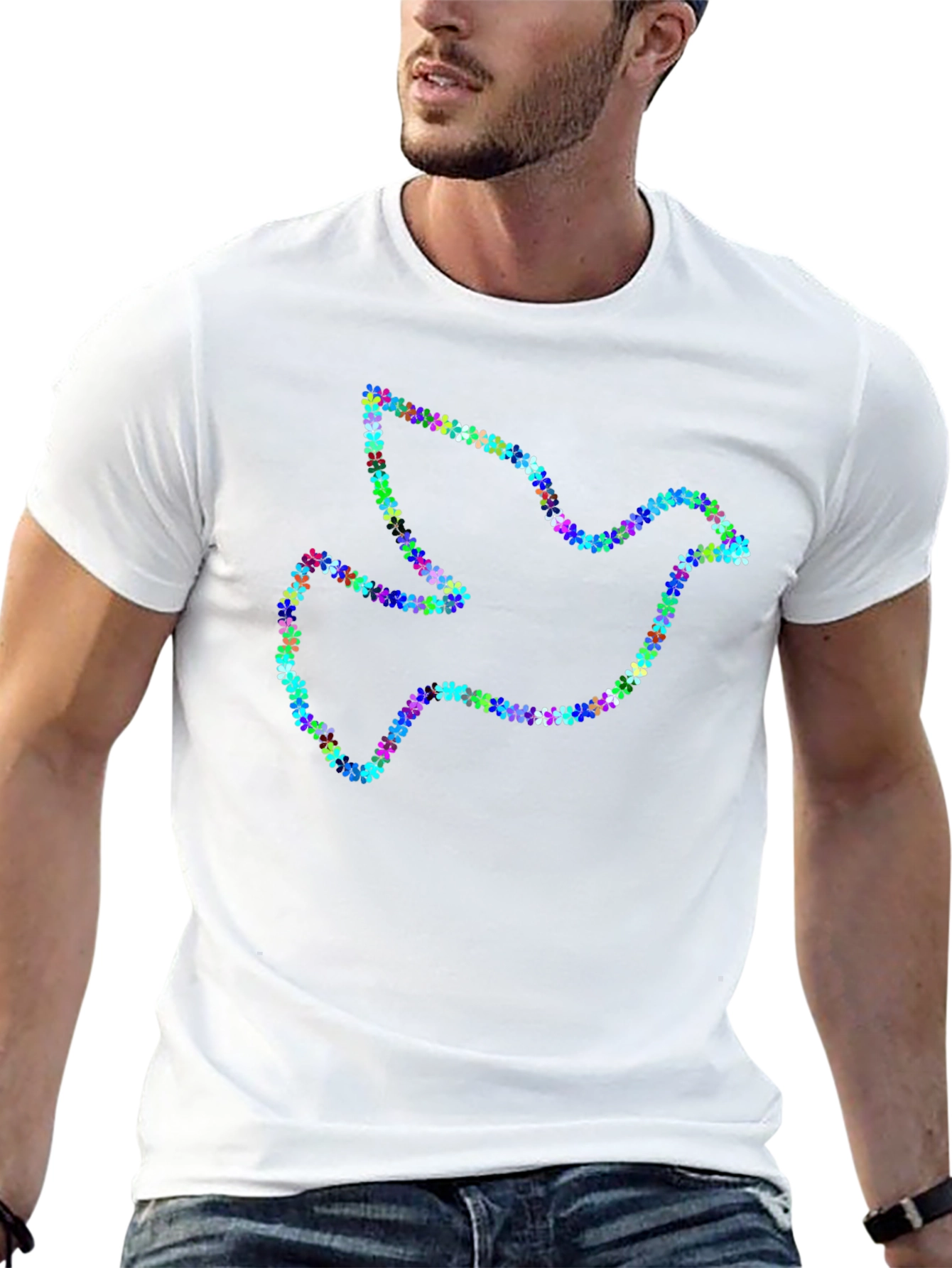Floral Dove Graphic T-Shirt - Peace Design