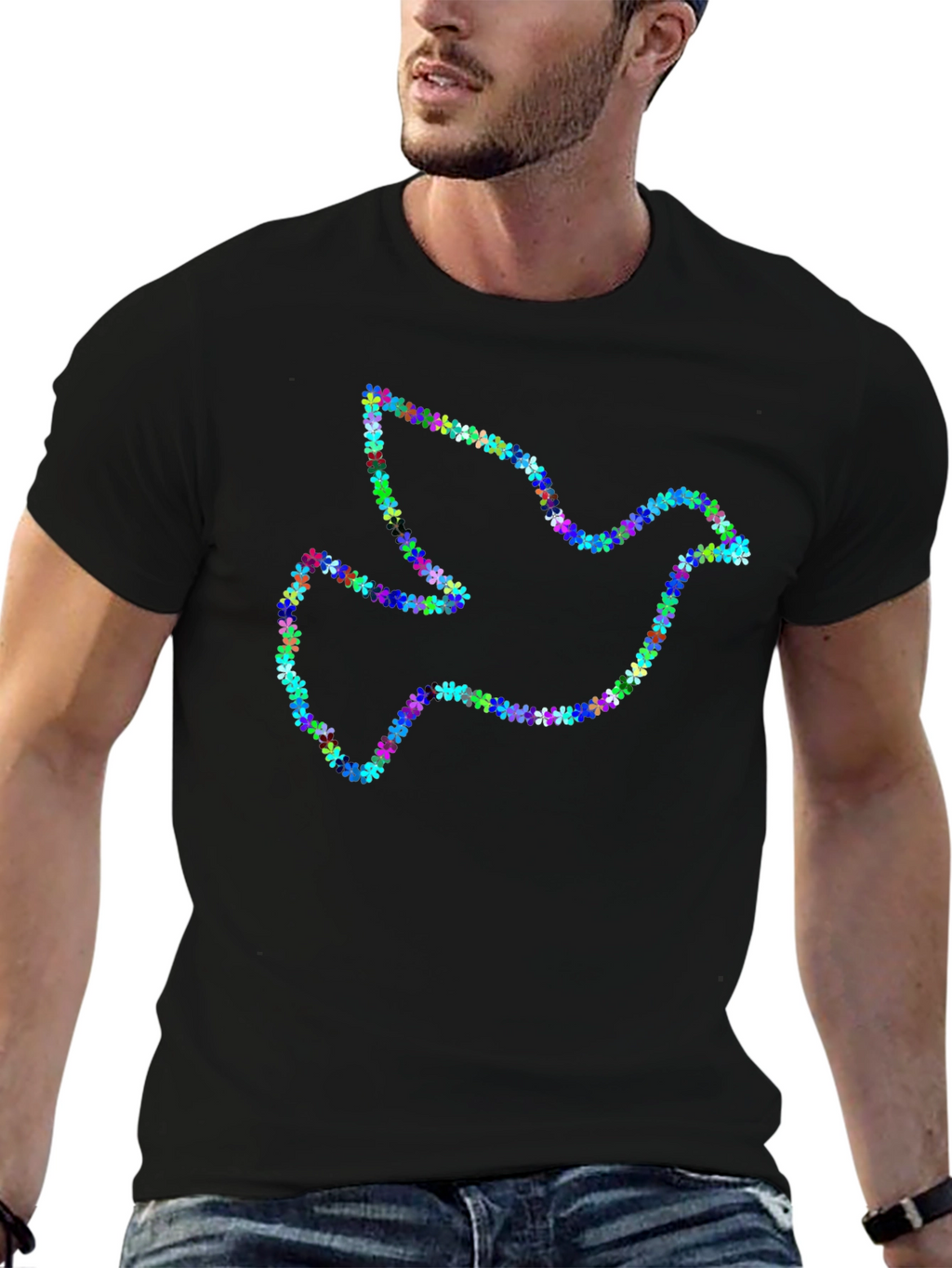 Floral Dove Graphic T-Shirt - Peace Design
