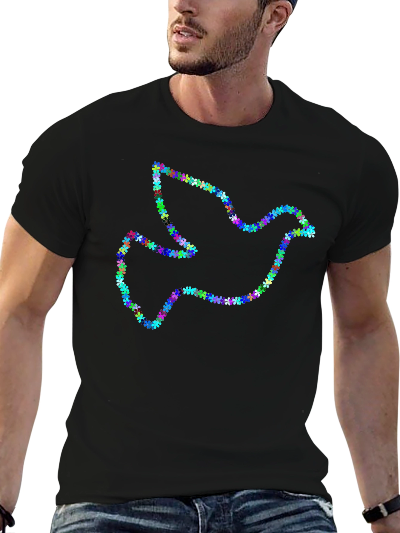 Floral Dove Graphic T-Shirt - Peace Design
