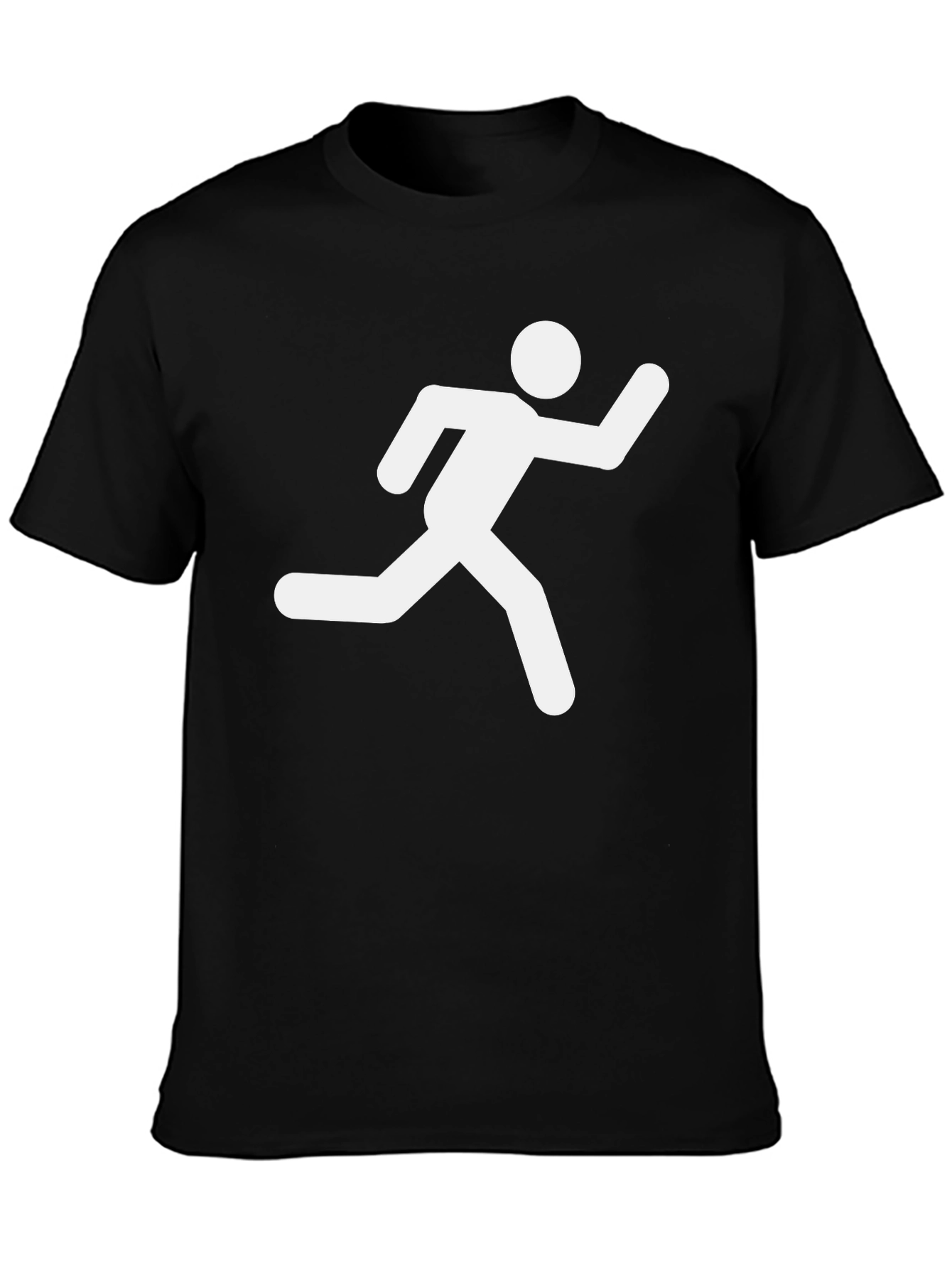 Running Man Graphic Tee - Black Cotton T-Shirt