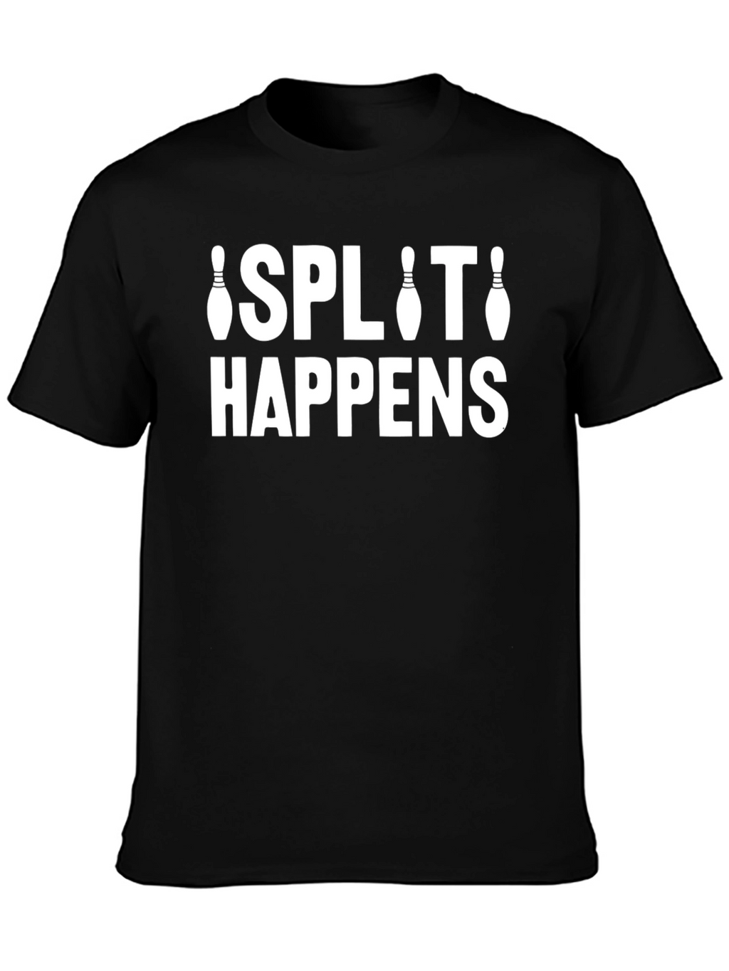 Split Happens Bowling T-Shirt - Black Crew Neck Tee