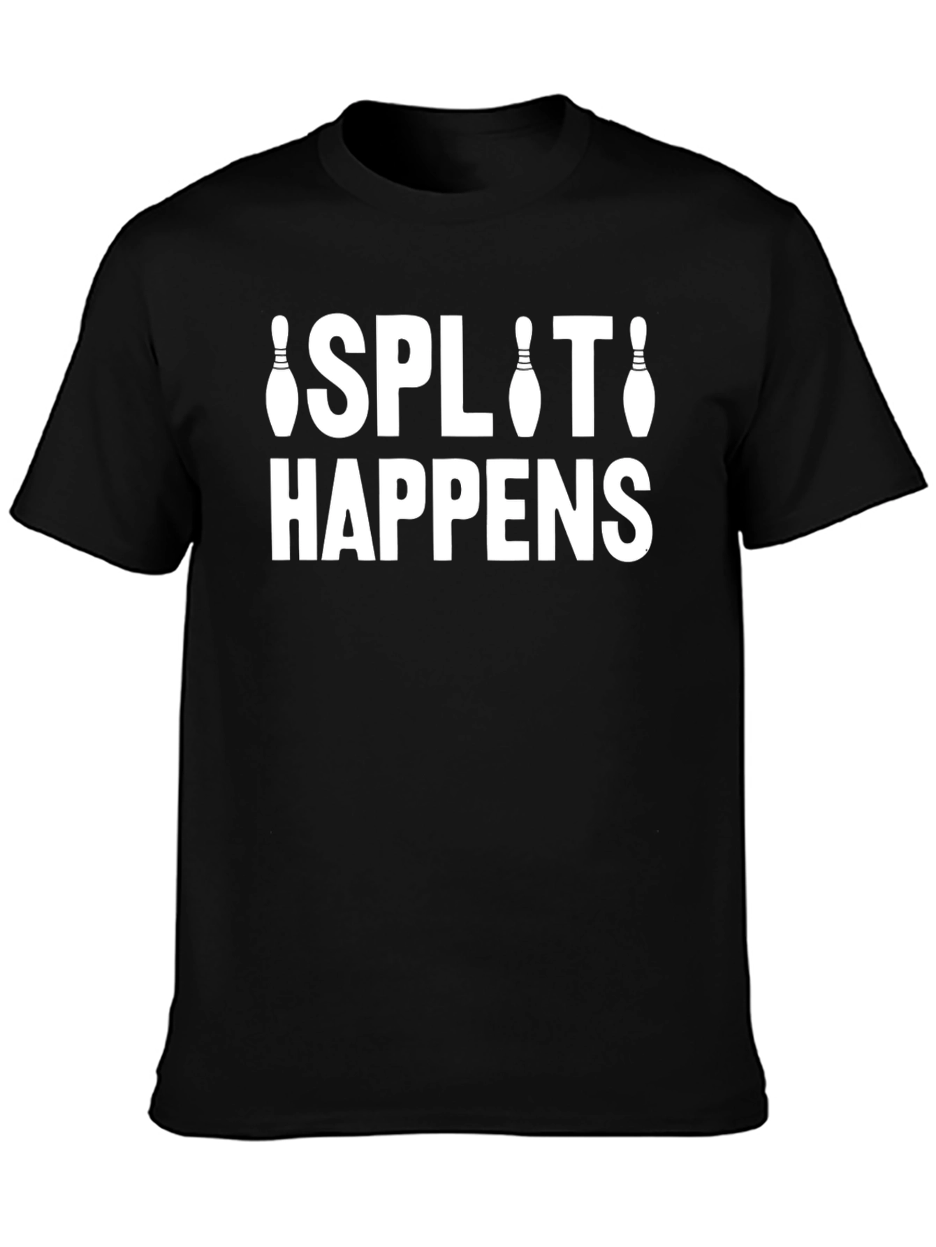 Split Happens Bowling T-Shirt - Black Crew Neck Tee