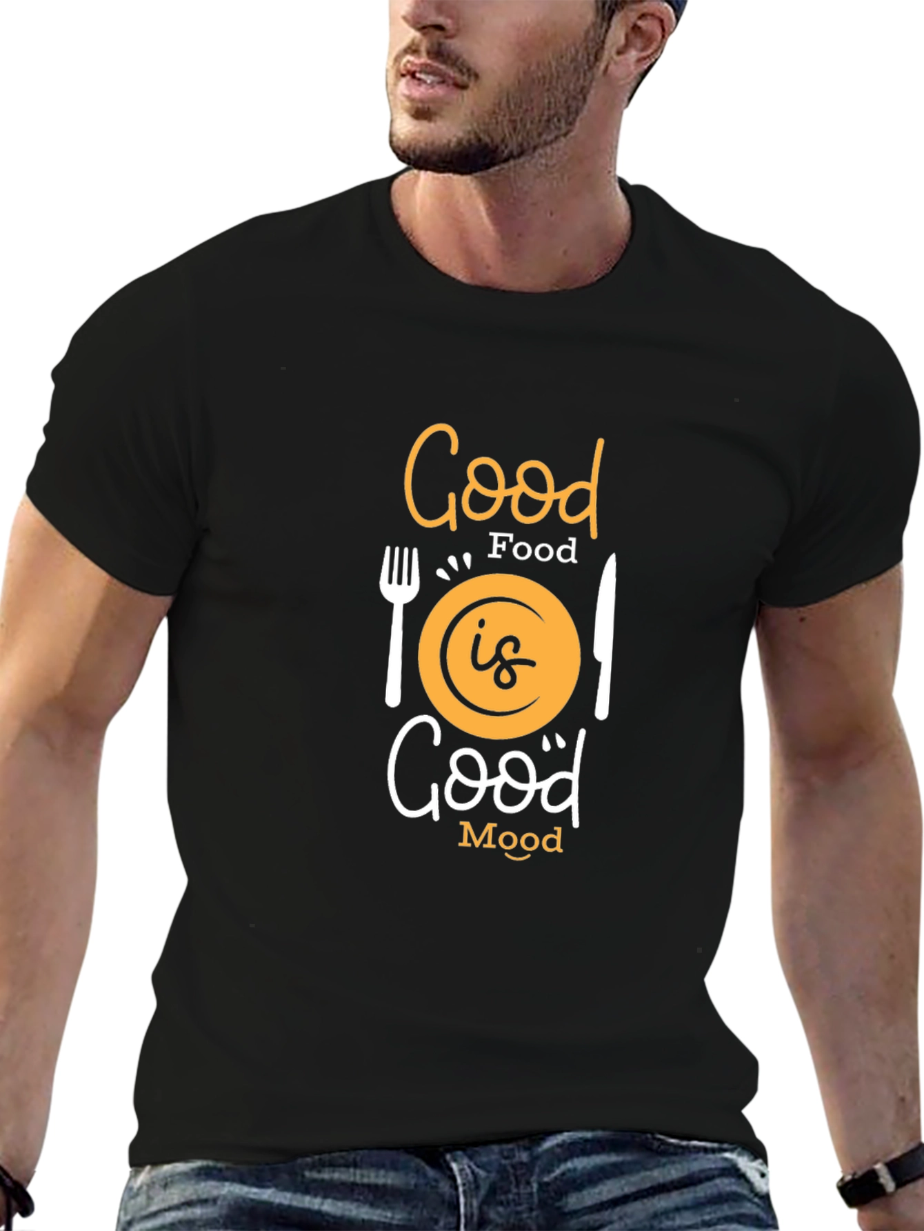 Good Food Good Mood Black Graphic Tee