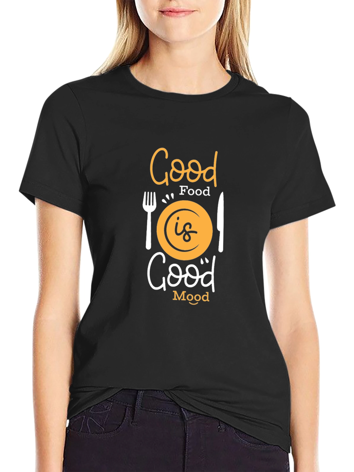 Good Food Good Mood Black Graphic Tee