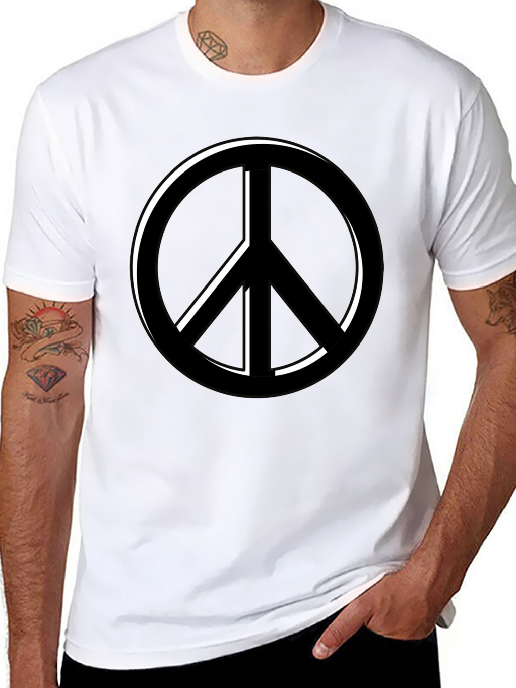 Peace Symbol Black T-Shirt - Relaxed Fit