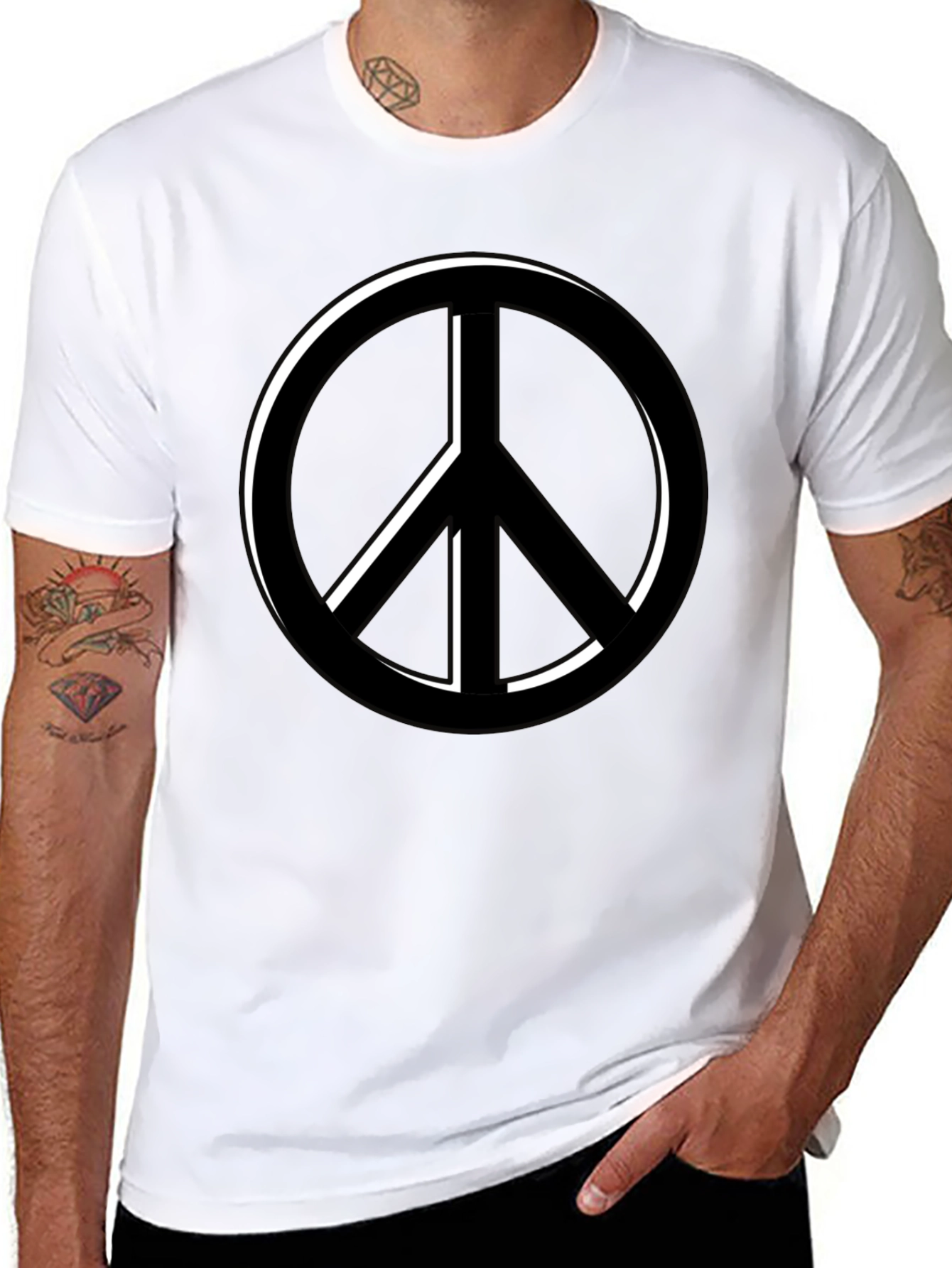Peace Symbol Black T-Shirt - Relaxed Fit