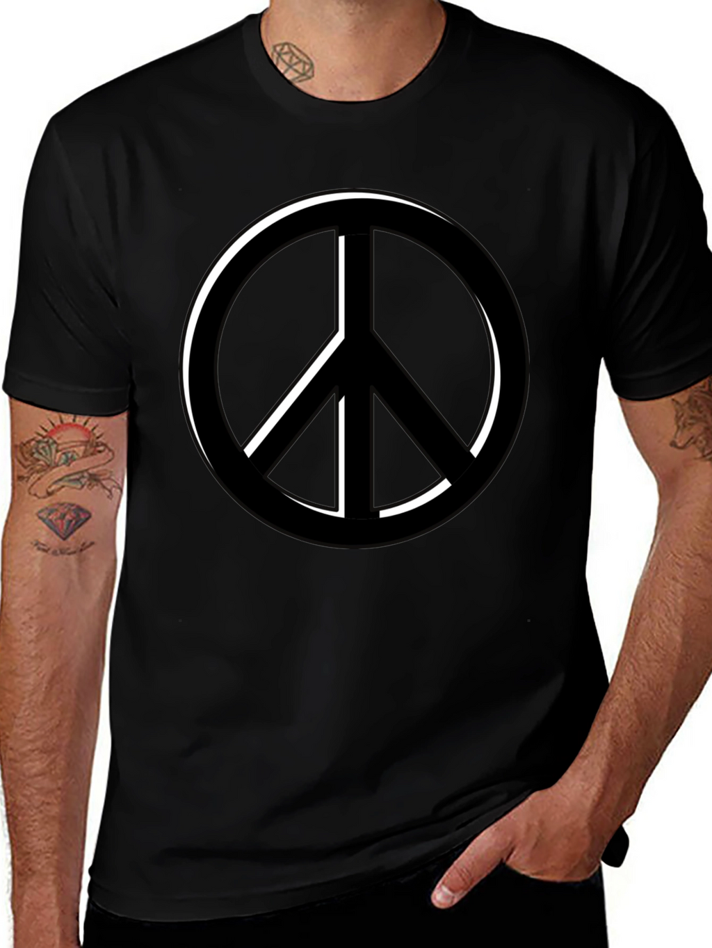 Peace Symbol Black T-Shirt - Relaxed Fit