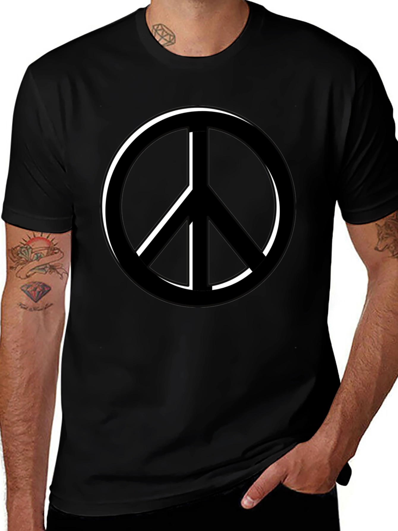 Peace Symbol Black T-Shirt - Relaxed Fit