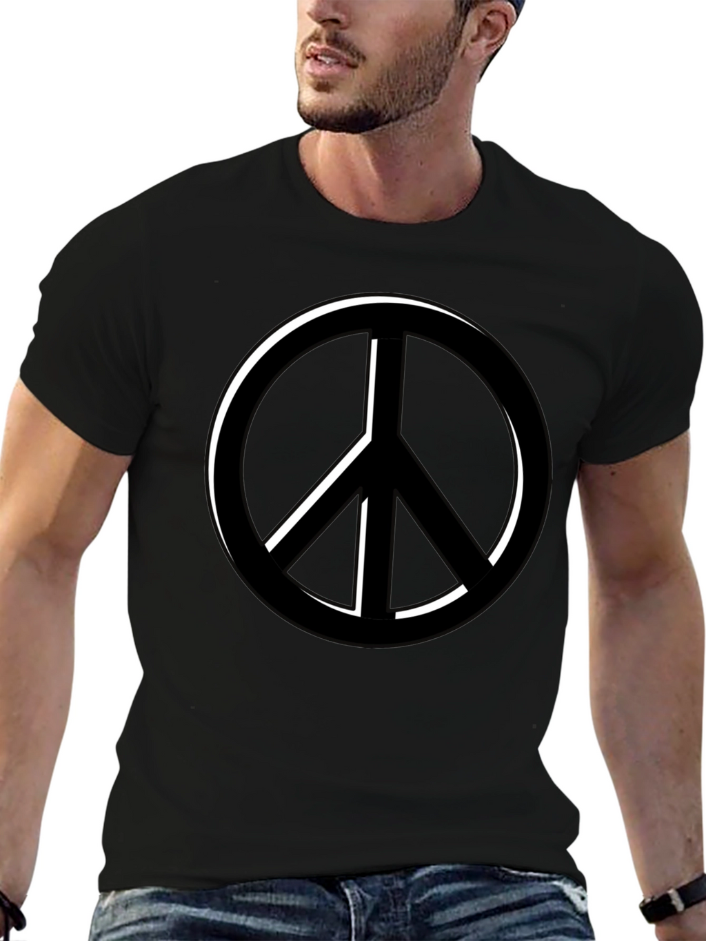 Peace Symbol Black T-Shirt - Relaxed Fit