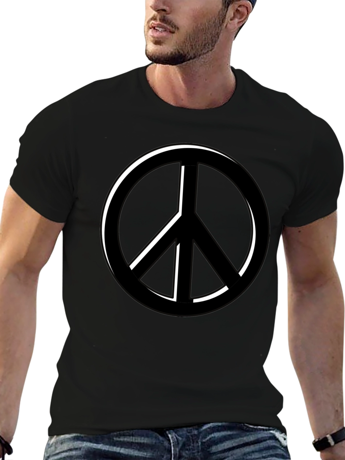 Peace Symbol Black T-Shirt - Relaxed Fit