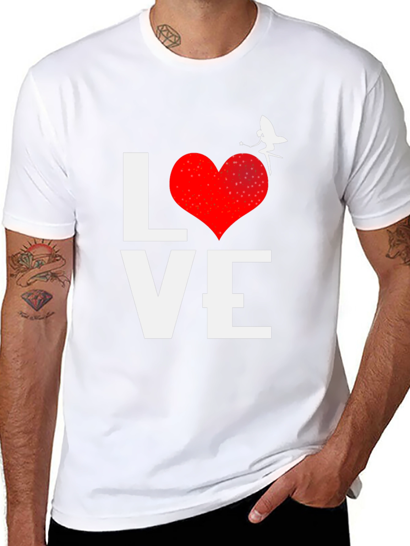 Love Fairy Graphic Tee - Black Cotton Blend Shirt