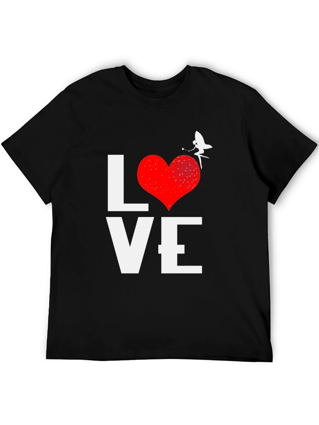 Love Fairy Graphic Tee - Black Cotton Blend Shirt