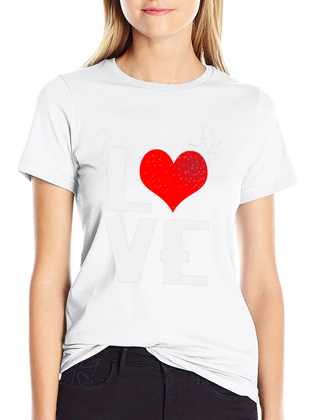 Love Fairy Graphic Tee - Black Cotton Blend Shirt
