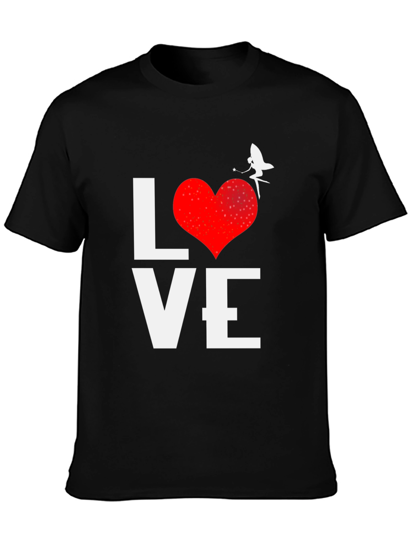 Love Fairy Graphic Tee - Black Cotton Blend Shirt