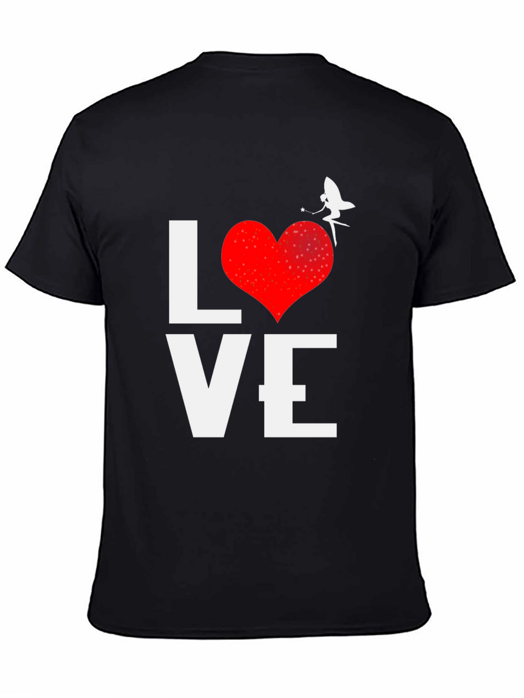 Love Fairy Graphic Tee - Black Cotton Blend Shirt