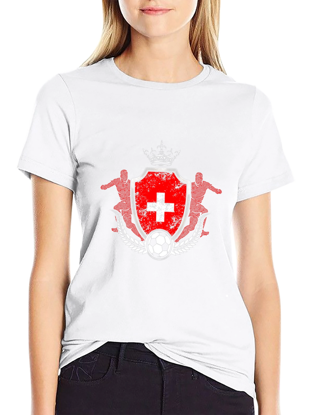 Swiss Football T-Shirt - Red Crest Design
