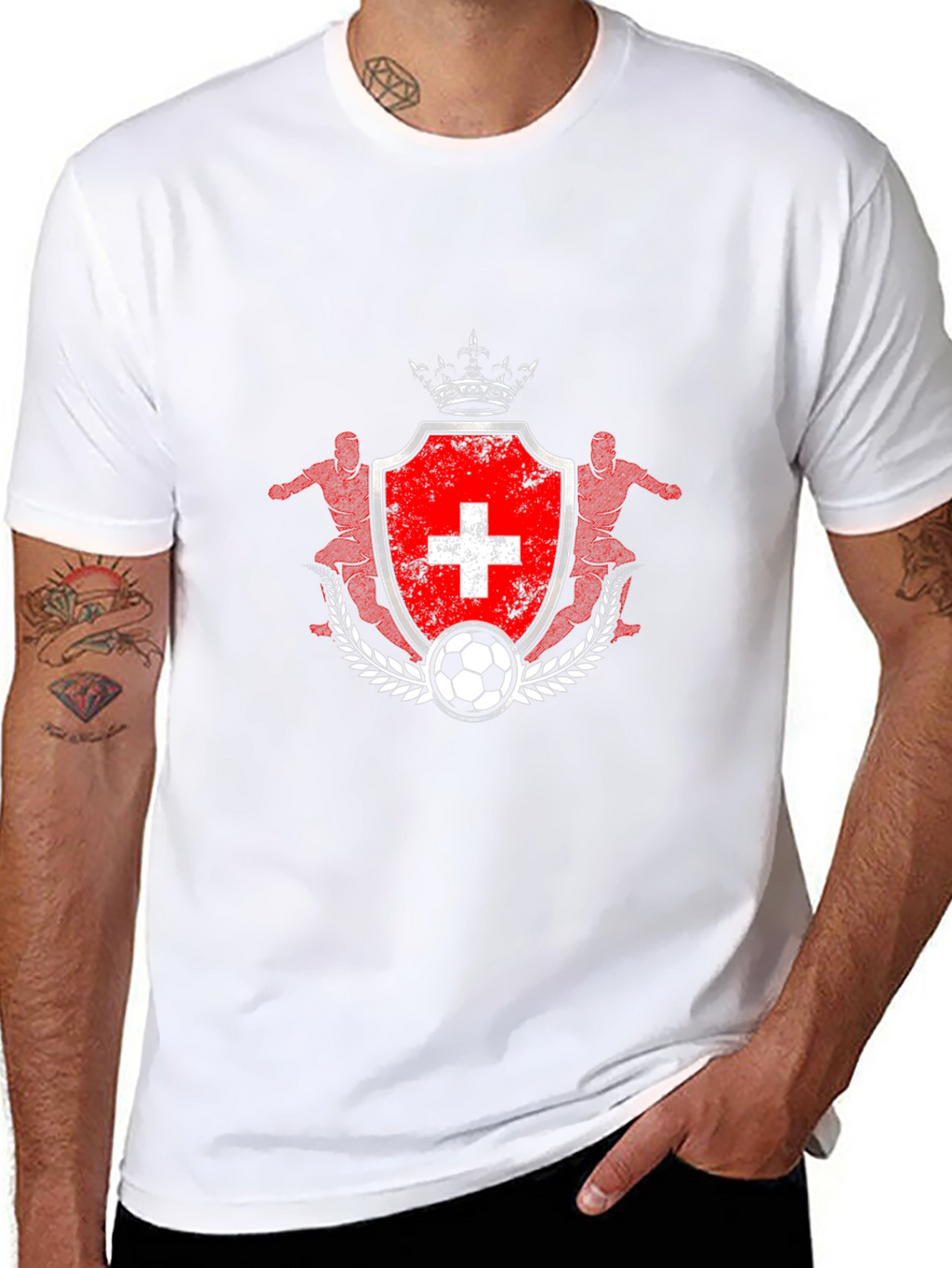 Swiss Football T-Shirt - Red Crest Design