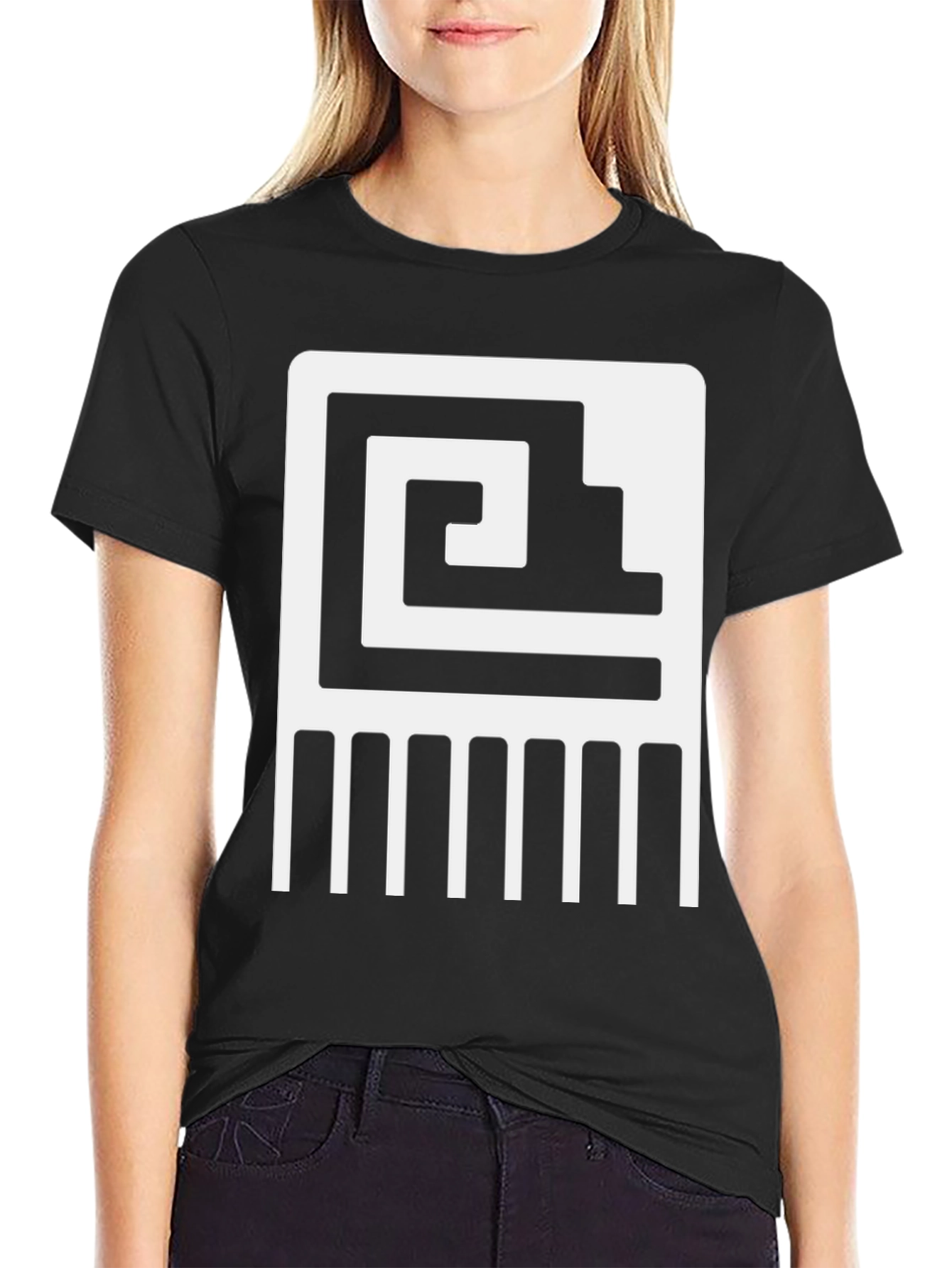 Abstract Aztec Graphic Tee - Black Cotton Casual Shirt