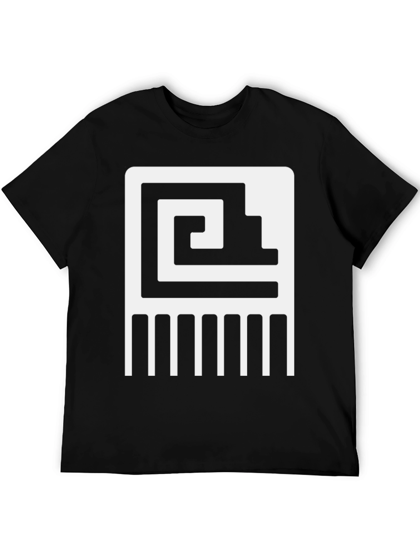 Abstract Aztec Graphic Tee - Black Cotton Casual Shirt
