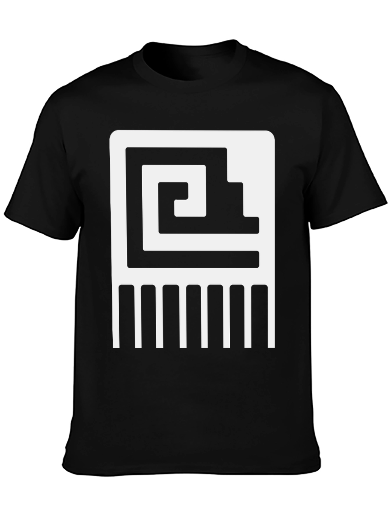 Abstract Aztec Graphic Tee - Black Cotton Casual Shirt