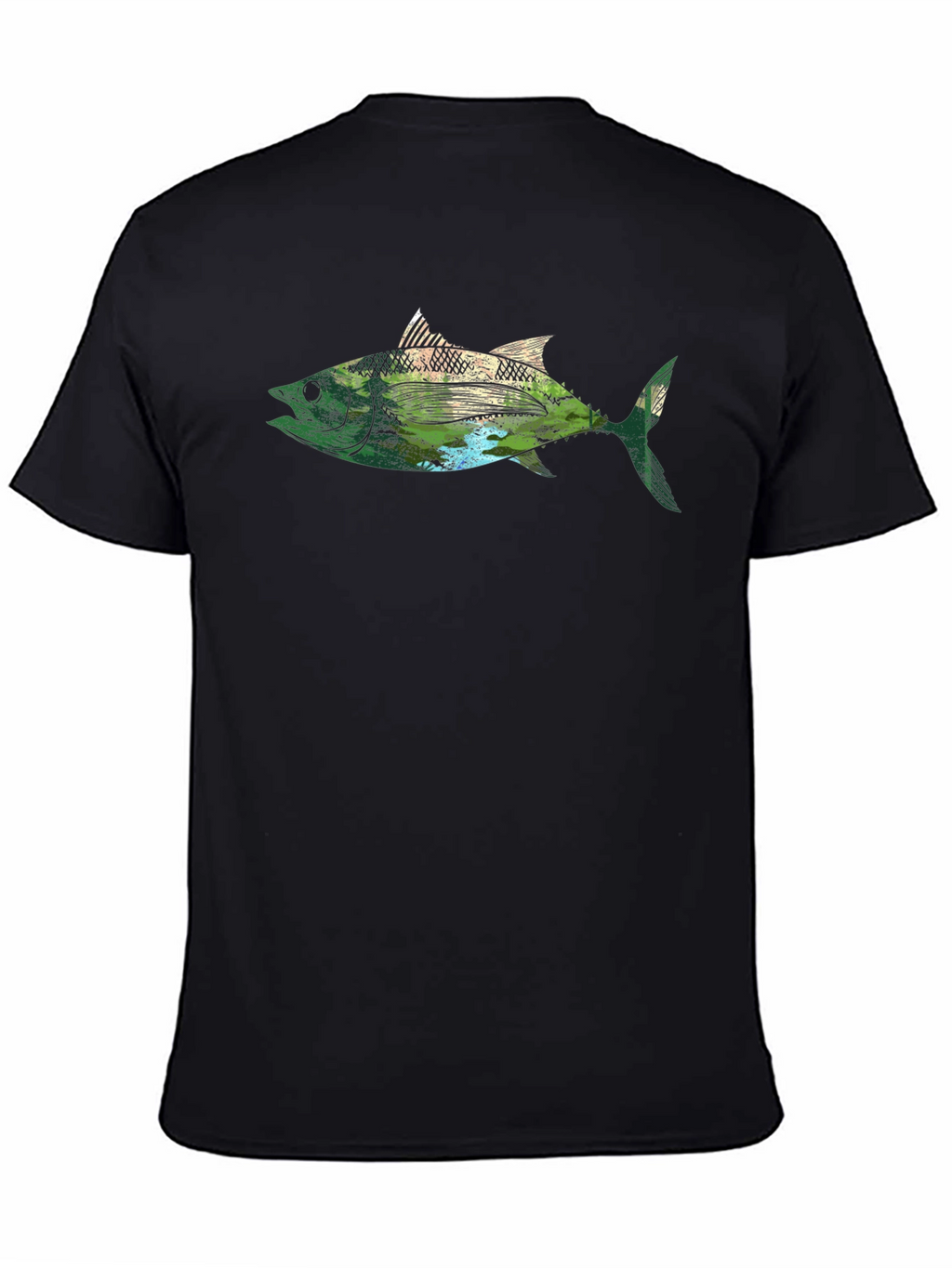 Nature Fish Graphic Black T-Shirt