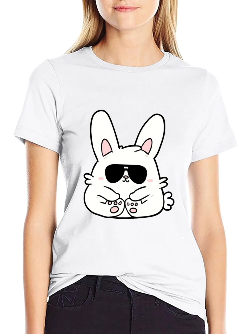 Cool Bunny T-Shirt - Black Cotton Blend