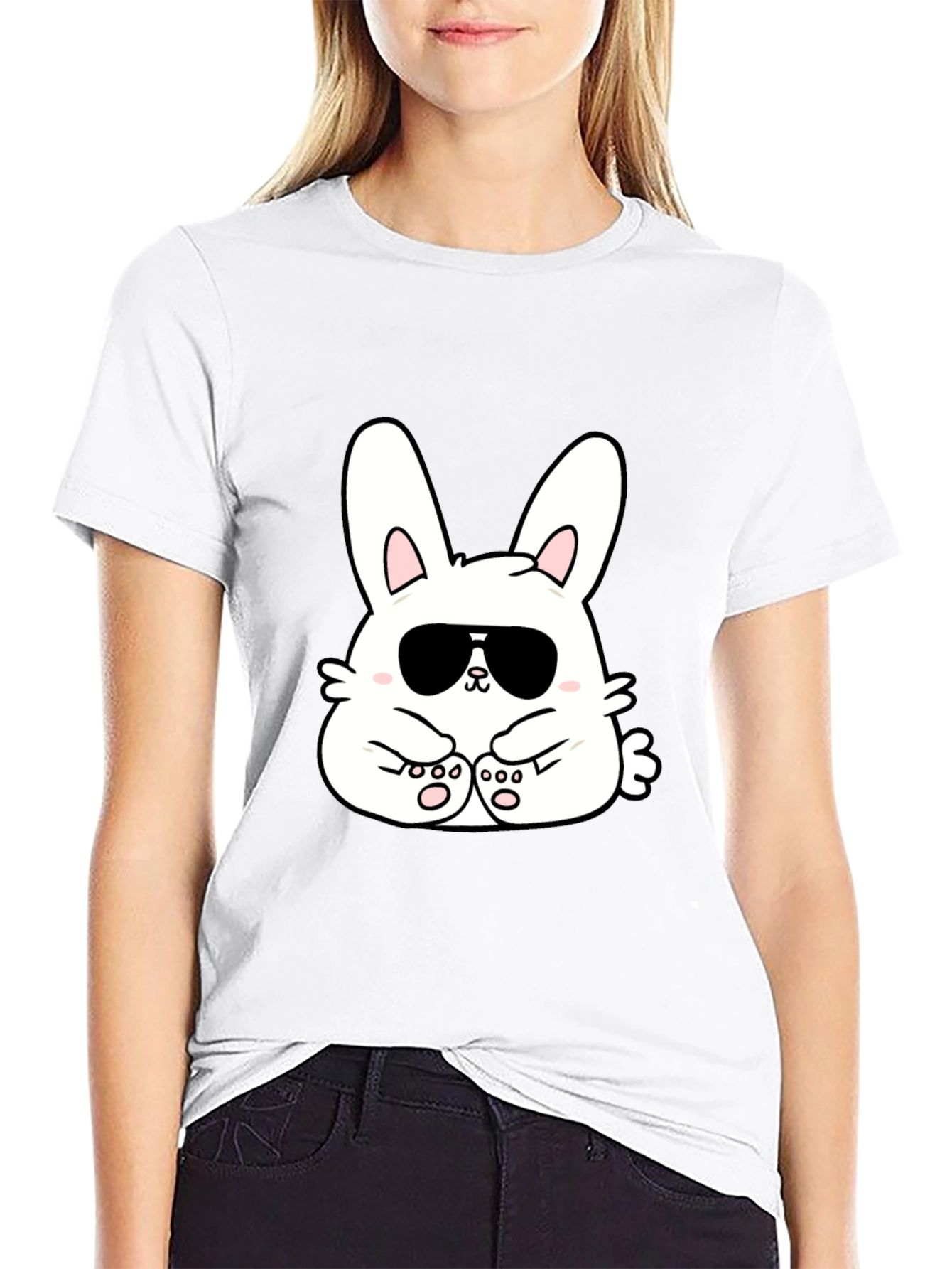 Cool Bunny T-Shirt - Black Cotton Blend