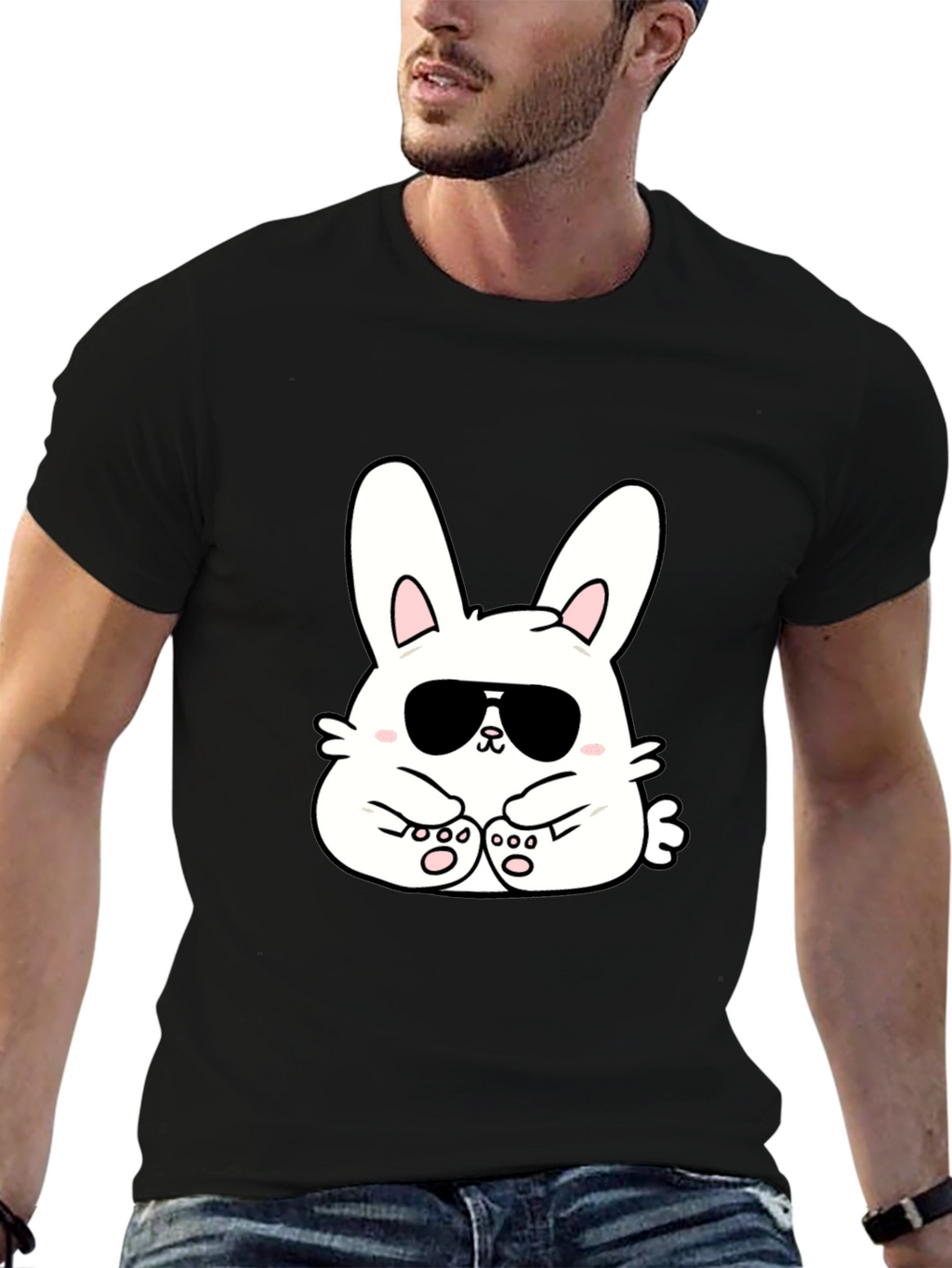 Cool Bunny T-Shirt - Black Cotton Blend