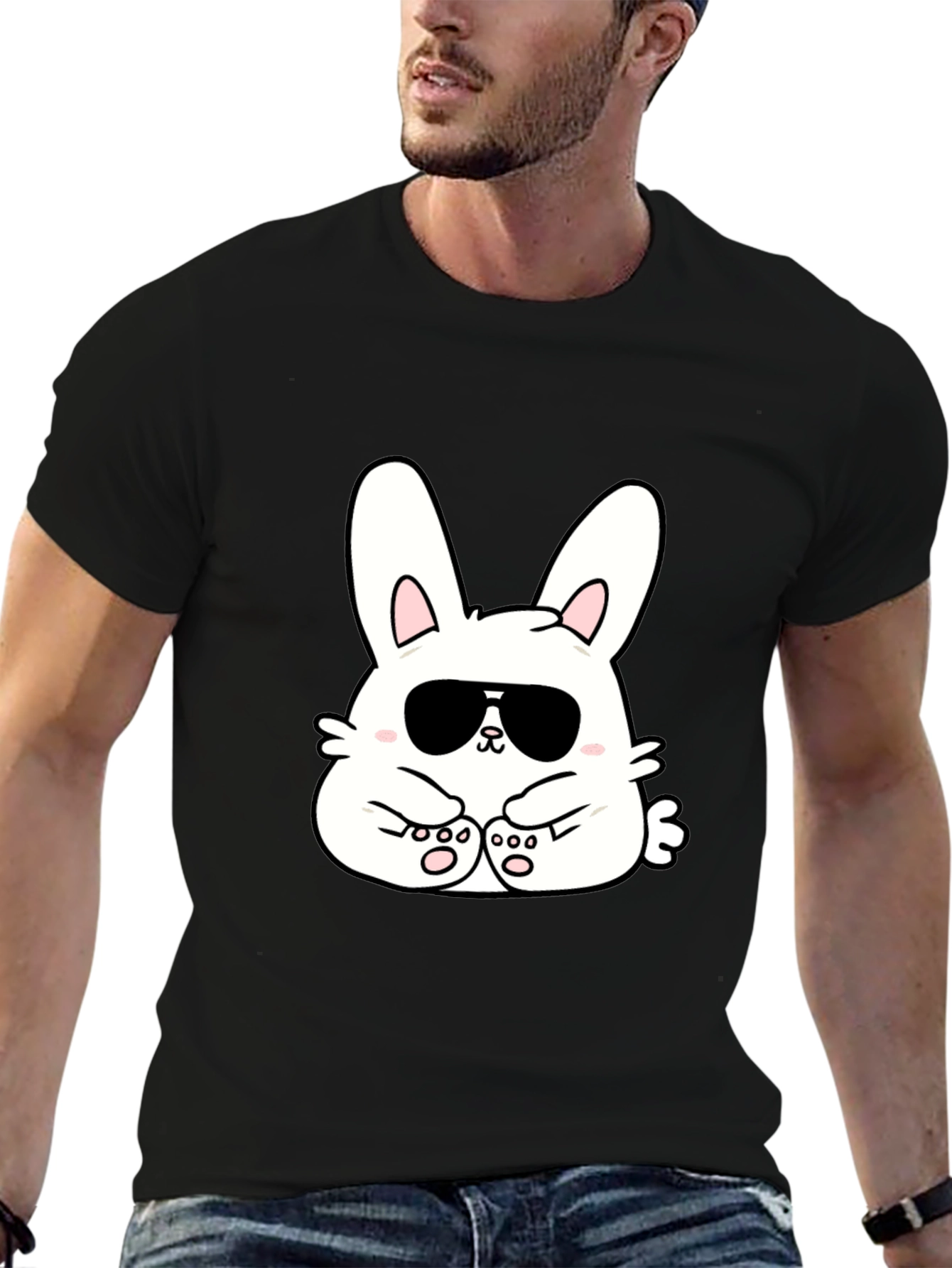 Cool Bunny T-Shirt - Black Cotton Blend