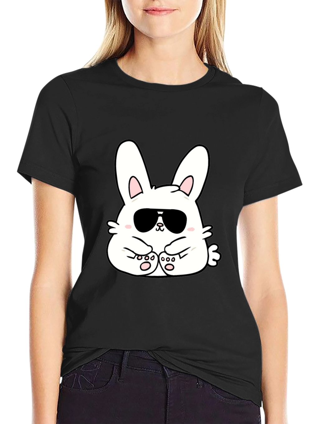 Cool Bunny T-Shirt - Black Cotton Blend