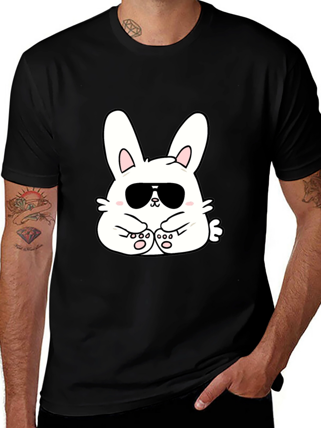 Cool Bunny T-Shirt - Black Cotton Blend