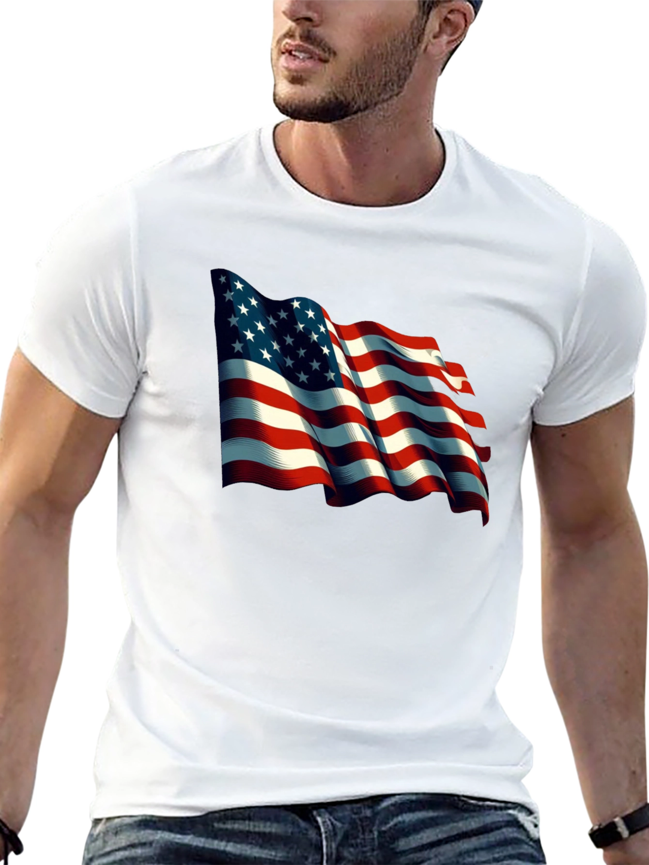 American Flag Graphic T-Shirt Patriotic USA Tee