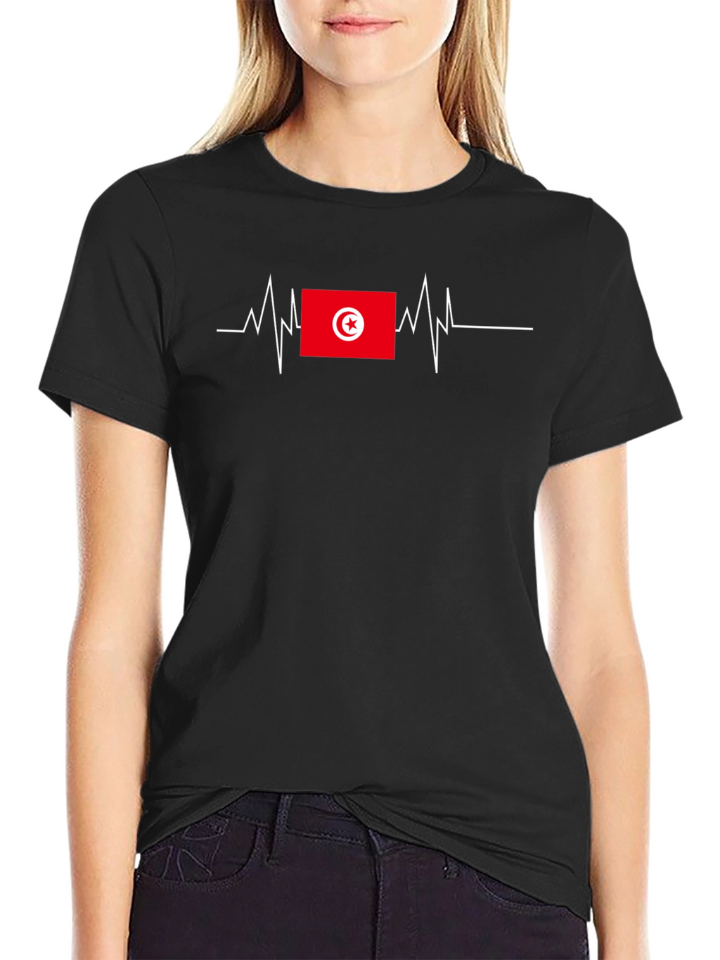 Tunisia Flag Heartbeat T-Shirt