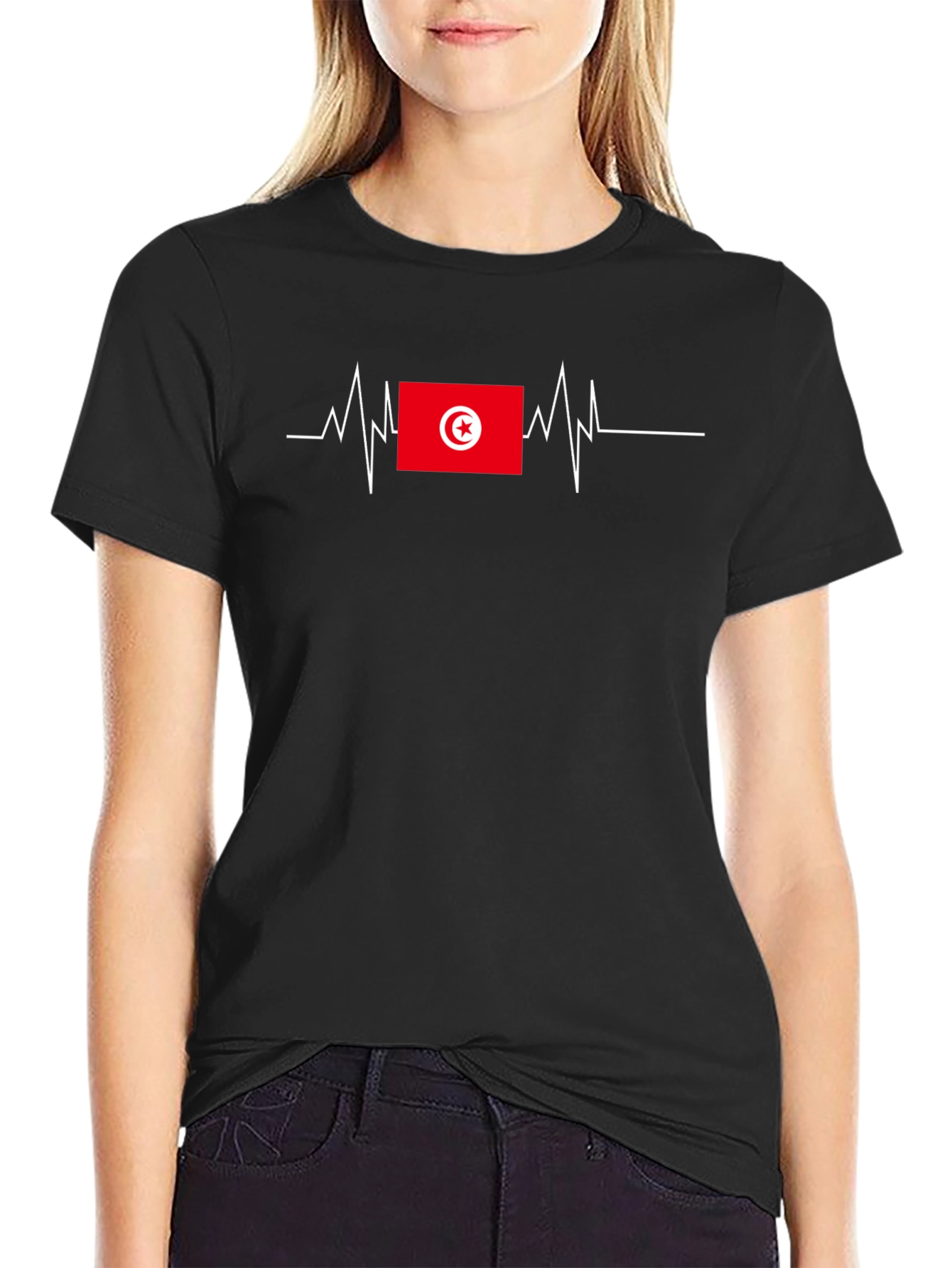 Tunisia Flag Heartbeat T-Shirt