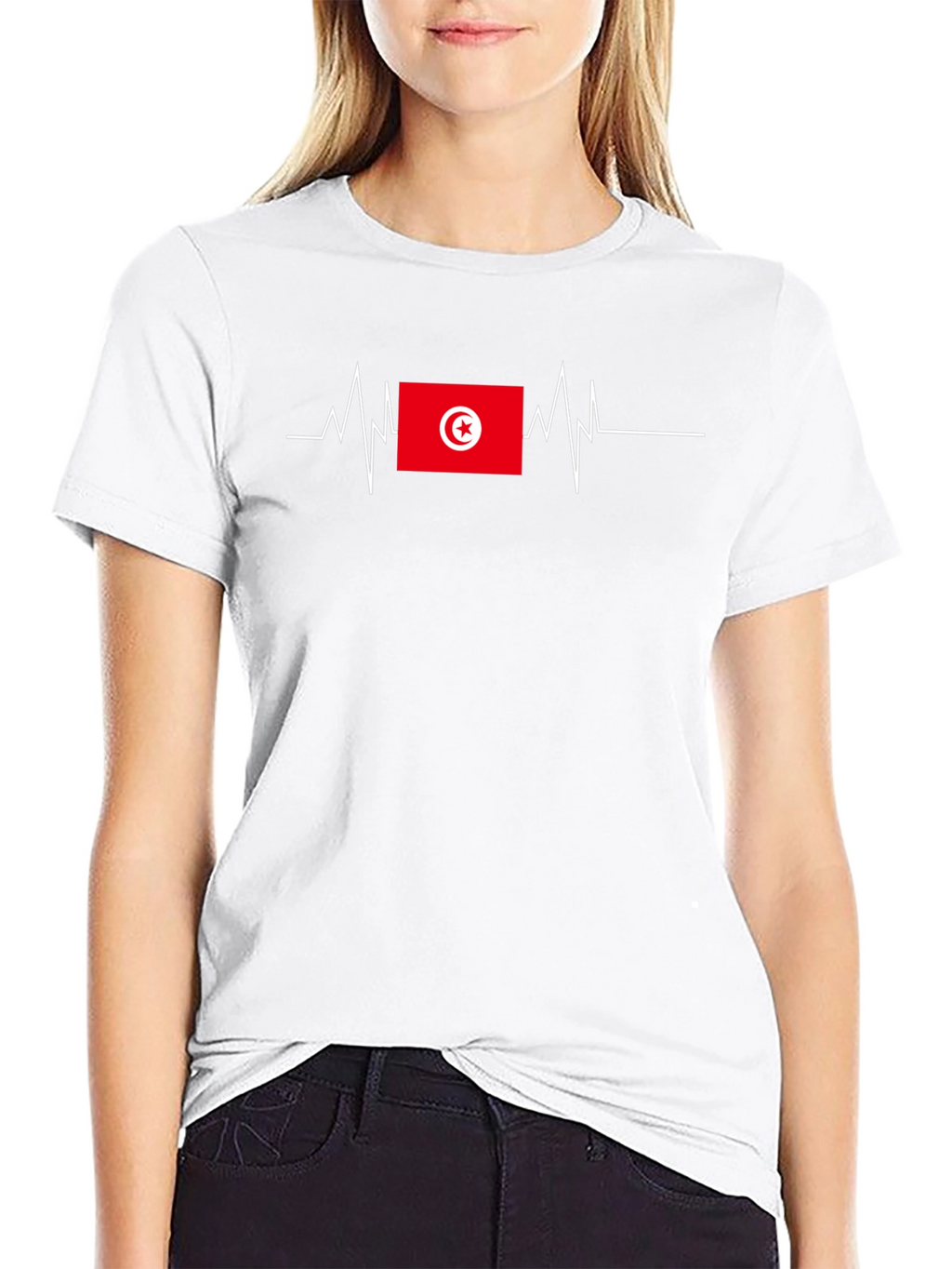Tunisia Flag Heartbeat T-Shirt