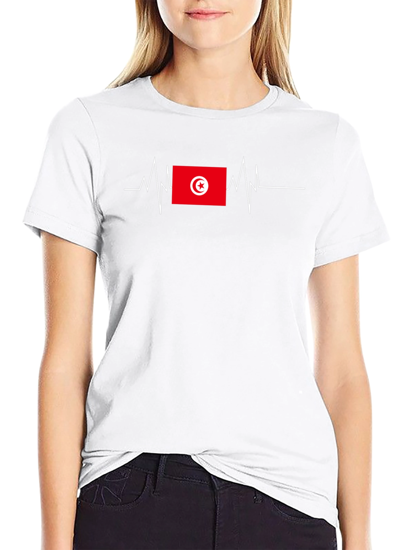 Tunisia Flag Heartbeat T-Shirt