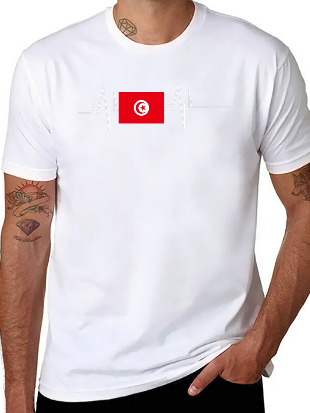 Tunisia Flag Heartbeat T-Shirt