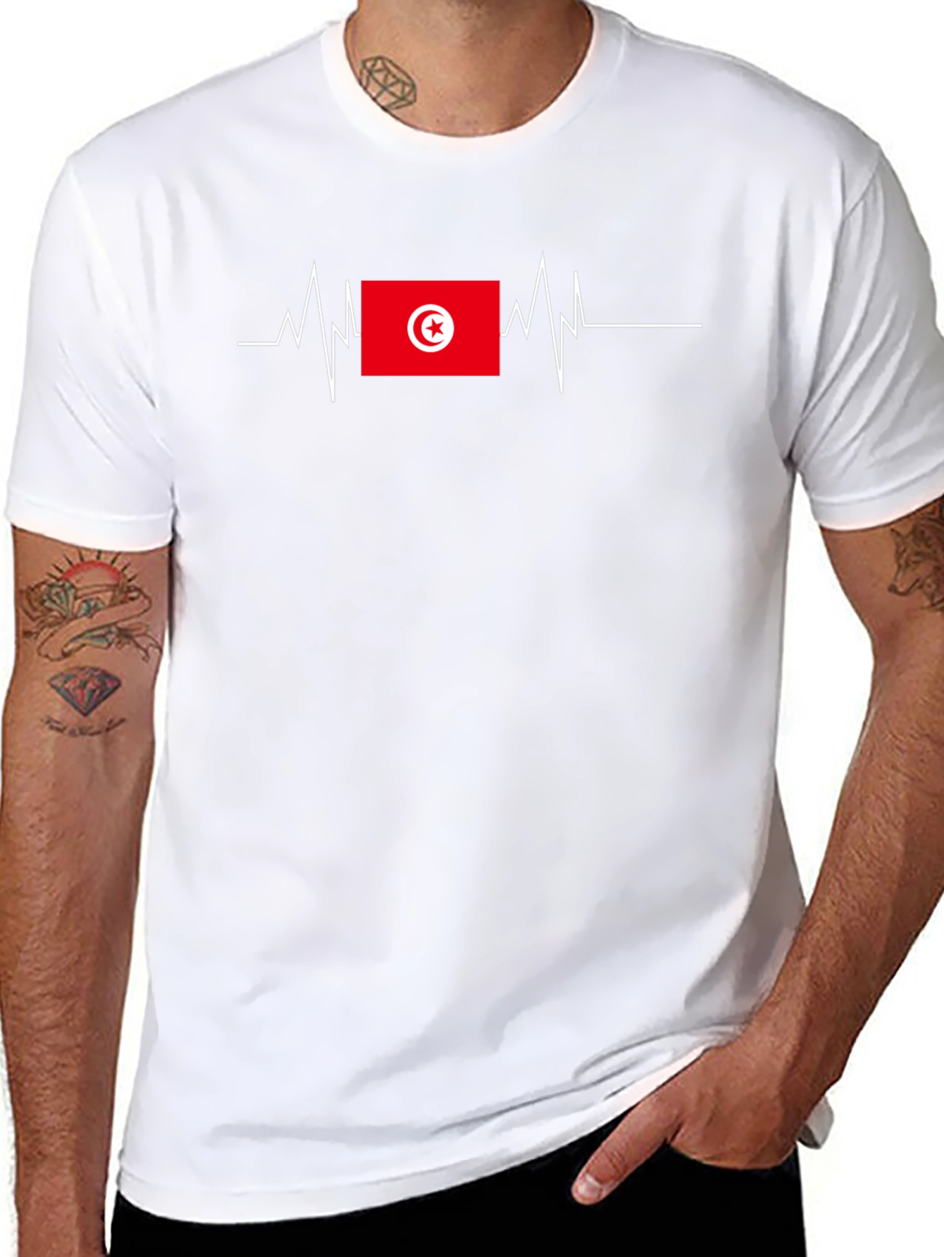 Tunisia Flag Heartbeat T-Shirt