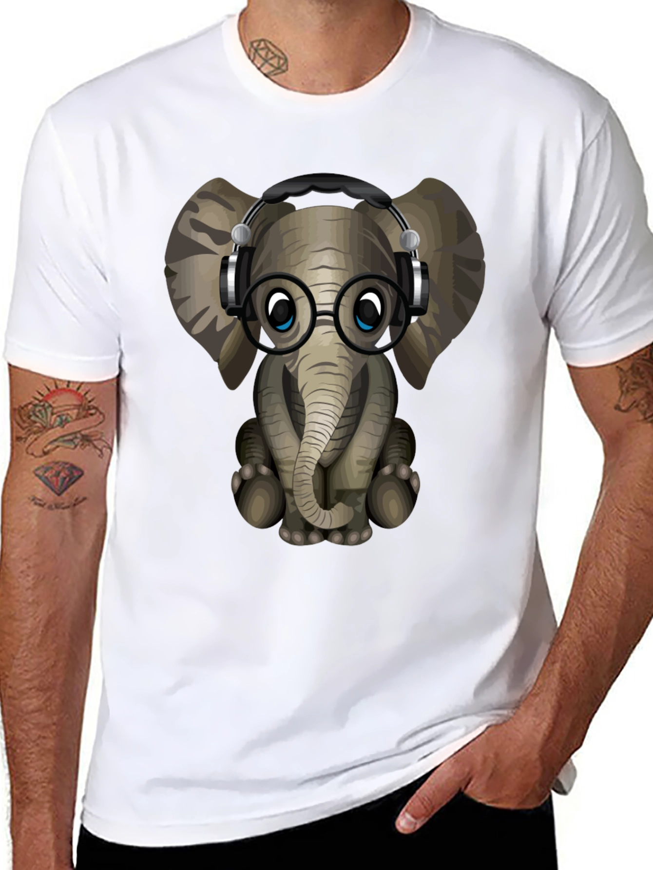 Geek Elephant Graphic Tee - Cool Animal T-Shirt