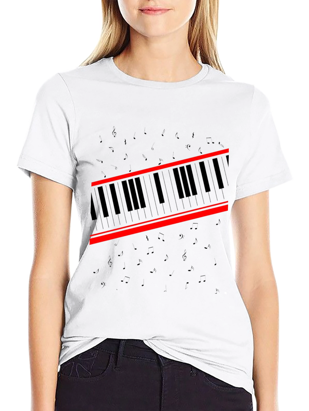 Piano Keys Graphic Tee - Music Lovers Black T-Shirt