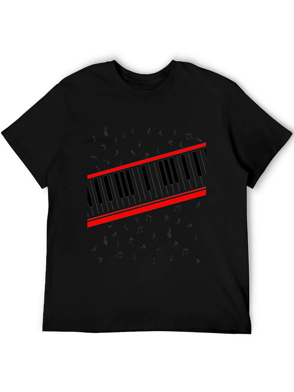 Piano Keys Graphic Tee - Music Lovers Black T-Shirt