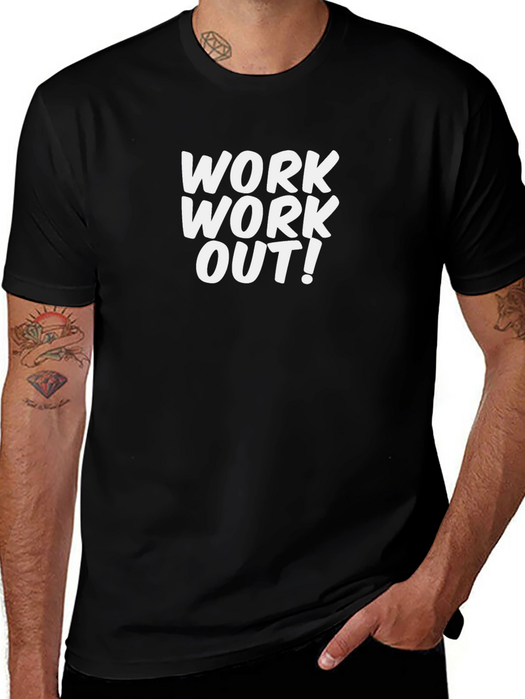 Work Out Black Graphic Tee
