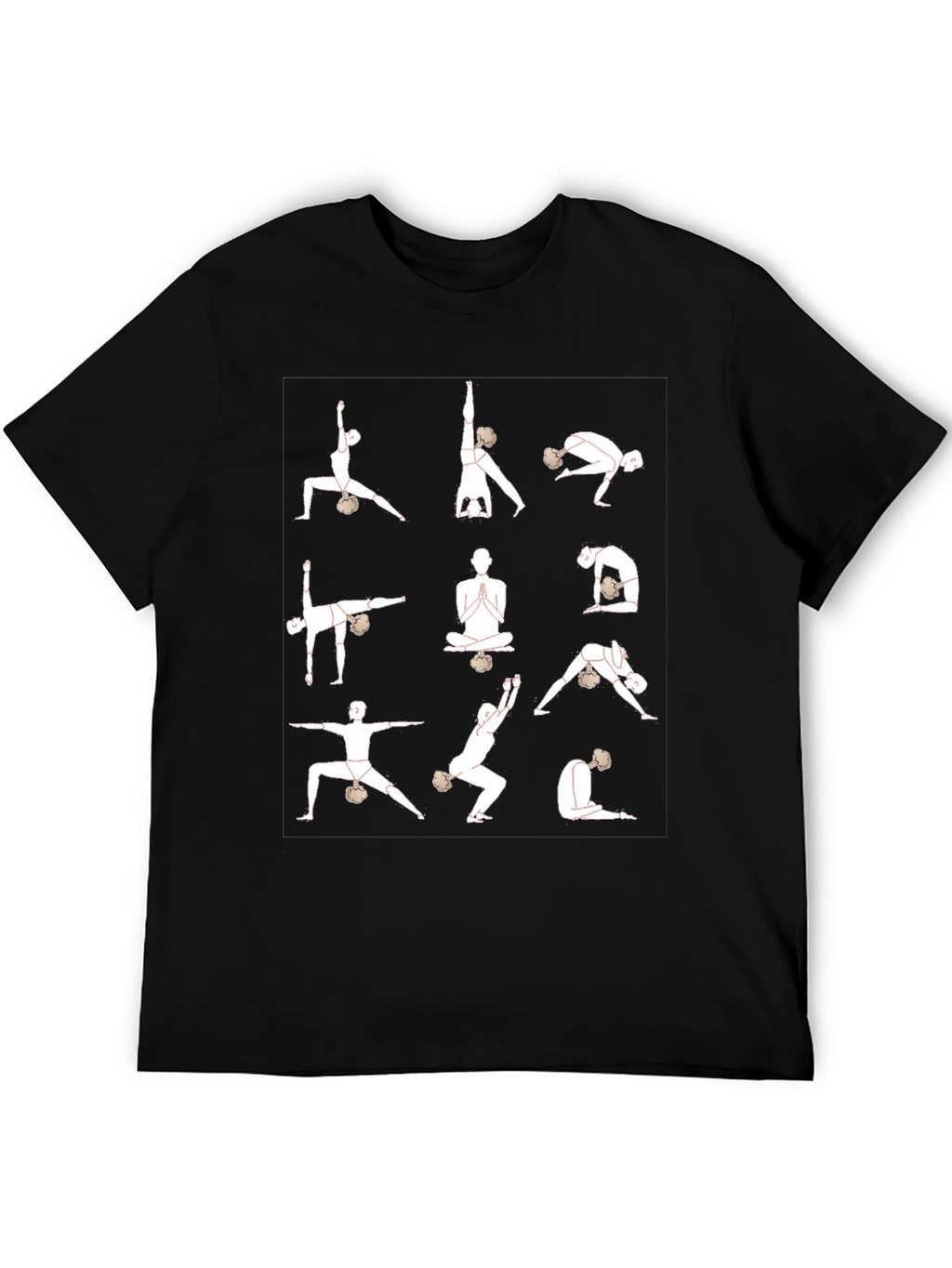 Yoga Pose Graphic T-Shirt - Black Cotton Blend