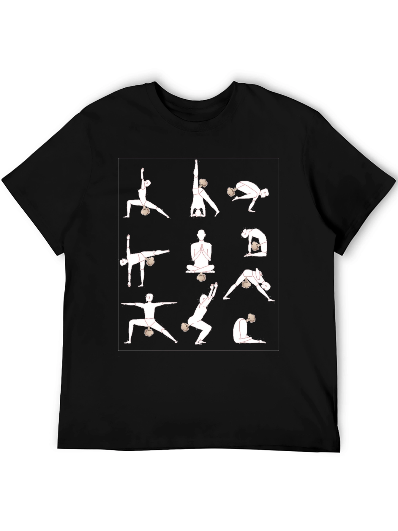 Yoga Pose Graphic T-Shirt - Black Cotton Blend