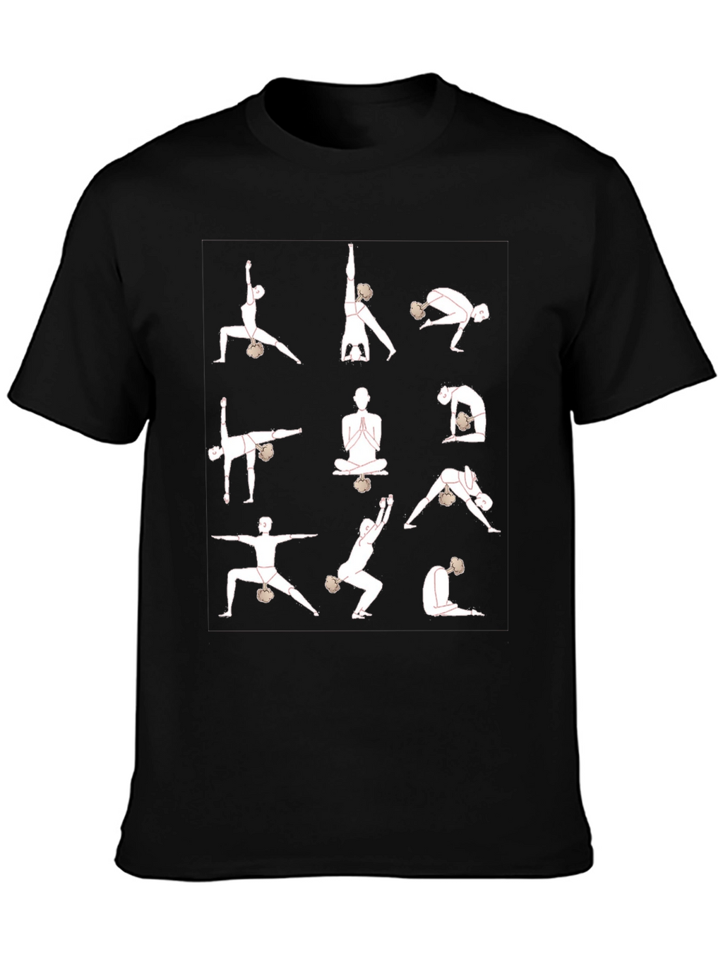 Yoga Pose Graphic T-Shirt - Black Cotton Blend
